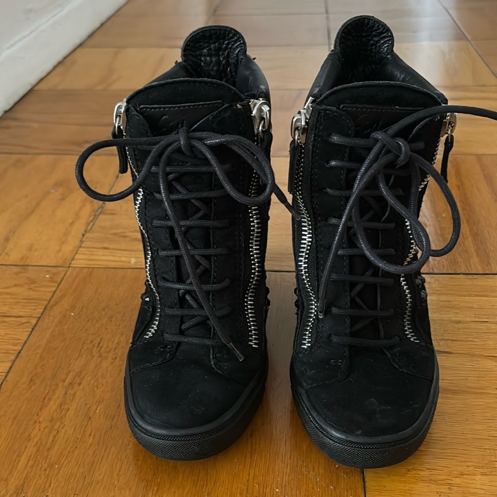 Zipper openings fancy decorative embellished high top sneakers